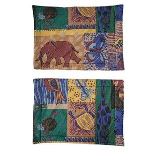 Quilted Placemat Table Settings Animal Print Patchwork Design Set of 6